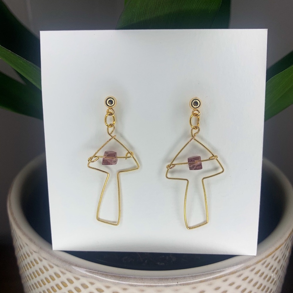 Handmade Minimalistic Magic Mushroom Earrings